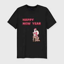 Мужская slim-футболка Ацуши и Акутагава Happy New Year