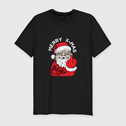 Футболка slim-fit Плохой дед мороз Merry x-mas, цвет: черный