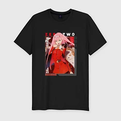 Футболка slim-fit Zero Two с надписями, Darling in the Franxx Милый, цвет: черный