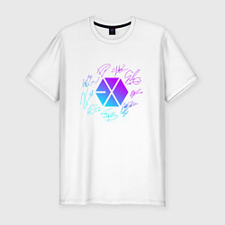 Мужская slim-футболка EXO BAND NEON LOGO АВТОГРАФЫ