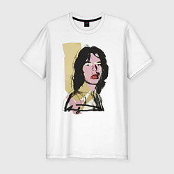 Мужская slim-футболка Andy Warhol - Mick Jagger pop art