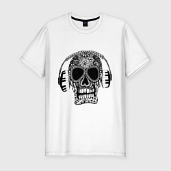 Футболка slim-fit Musical skull, цвет: белый