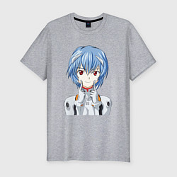 Футболка slim-fit Neon Genesis Evangelion Рей, цвет: меланж