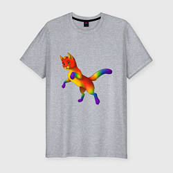 Мужская slim-футболка Разноцветный котёнок