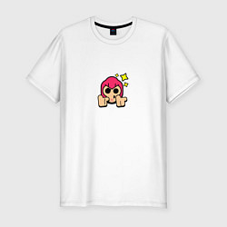 Футболка slim-fit Значок на Кольта Пины Бравл Старс Brawl Stars Spec, цвет: белый