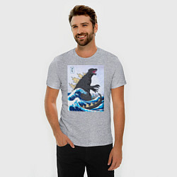 Футболка slim-fit Godzilla in The Waves Eastern, цвет: меланж — фото 2