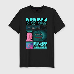 Футболка slim-fit Pepega и мемы Пиксель арт, цвет: черный