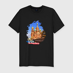 Футболка slim-fit Путешествие Санкт-Петербург Россия, цвет: черный