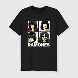 Мужская slim-футболка Ramones, Рамонес Портреты