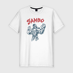 Мужская slim-футболка Самбо горилла в ярости