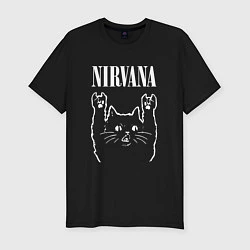 Мужская slim-футболка Nirvana Rock Cat, НИРВАНА