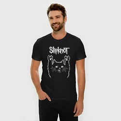 Футболка slim-fit Slipknot, Слипкнот Рок кот, цвет: черный — фото 2