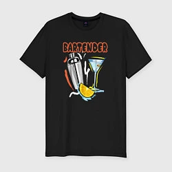 Мужская slim-футболка Бармен - bartender