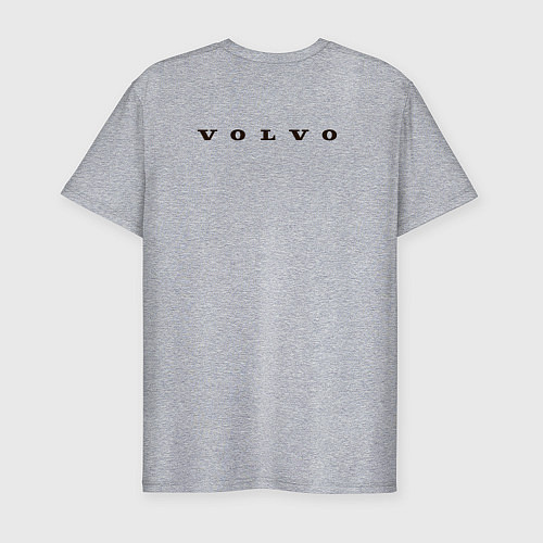 Мужская slim-футболка VOLVO чёрный логотип / Меланж – фото 2