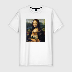 Футболка slim-fit Shiba Inu Mona Lisa, цвет: белый