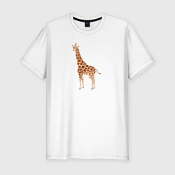 Футболка slim-fit Любопытный жираф, цвет: белый