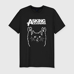 Мужская slim-футболка Asking Alexandria Рок кот