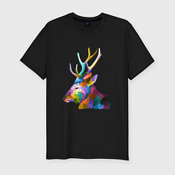 Футболка slim-fit Цветной олень Colored Deer, цвет: черный
