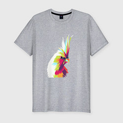 Мужская slim-футболка Цветной попугай Colors parrot