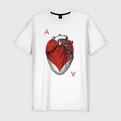 Мужская slim-футболка Черви огромное сердце