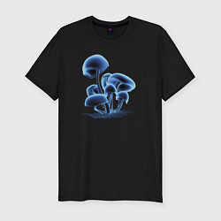 Мужская slim-футболка Неоновые грибы