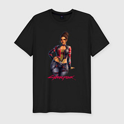 Футболка slim-fit Sexy Panam 18 Панам Cyberpunk 2077, цвет: черный