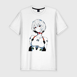 Футболка slim-fit Рей Аянами Rei Ayanami Ева Евангелион, цвет: белый