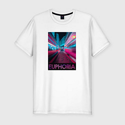 Футболка slim-fit Эйфория Город в неоне, цвет: белый