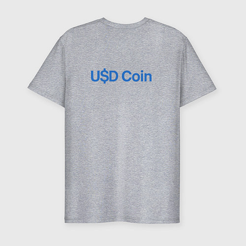 Мужская slim-футболка Криптовалюта УСД Коин с тигром / Меланж – фото 2