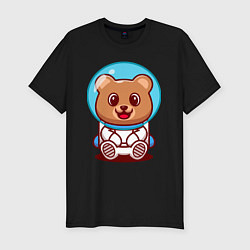 Мужская slim-футболка Медведь космонавт в скафандре