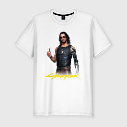 Футболка slim-fit Cyberpunk2077 Johnny, цвет: белый