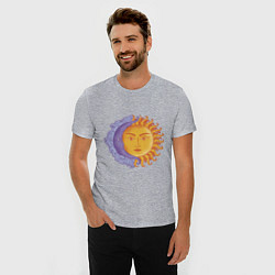 Футболка slim-fit Солнца и луна с лицами, цвет: меланж — фото 2