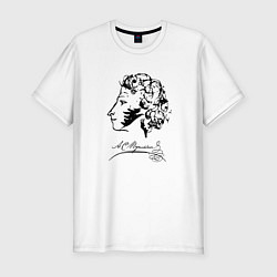 Мужская slim-футболка Александр Пушкин автограф