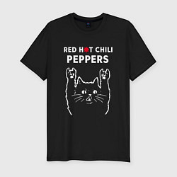 Мужская slim-футболка Red Hot Chili Peppers Рок кот