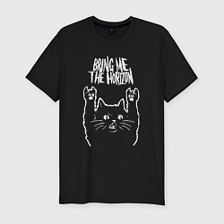 Мужская slim-футболка Bring Me the Horizon Рок кот