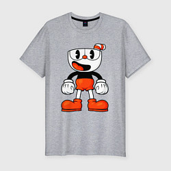 Футболка slim-fit Cuphead красная чашечка, цвет: меланж