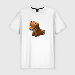 Мужская slim-футболка Милая лиса из Майнкрафта