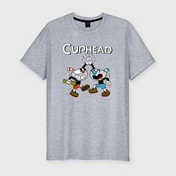 Мужская slim-футболка Cuphead веселые чашечки