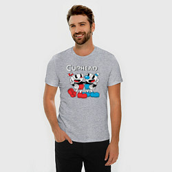 Футболка slim-fit Cuphead Чашечки, цвет: меланж — фото 2