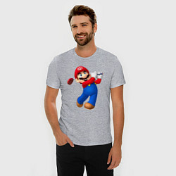 Футболка slim-fit Марио - крутейший гольфист Super Mario, цвет: меланж — фото 2