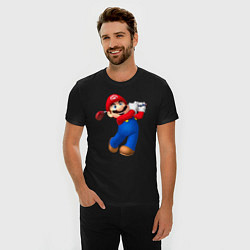 Футболка slim-fit Марио - крутейший гольфист Super Mario, цвет: черный — фото 2