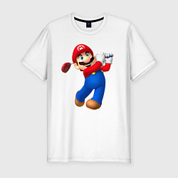 Мужская slim-футболка Марио - крутейший гольфист Super Mario
