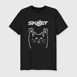Футболка slim-fit Skillet Рок кот, цвет: черный