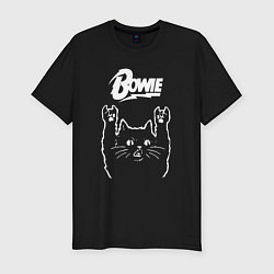 Мужская slim-футболка Bowie Рок кот