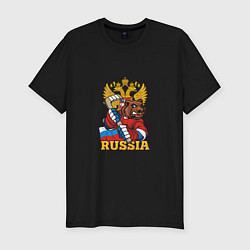 Футболка slim-fit Хоккей - Russia, цвет: черный