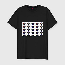 Футболка slim-fit Звёзды в цветах флага России, цвет: черный