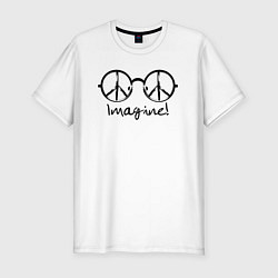 Футболка slim-fit Очки Джона Леннона Imagine, цвет: белый