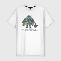 Футболка slim-fit Титанфол арт Helloween TITANFALL, цвет: белый