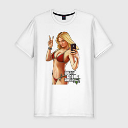 Мужская slim-футболка GTA 5 Beach girl