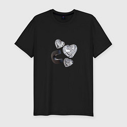 Футболка slim-fit Crystal Hearts, цвет: черный